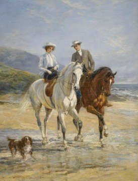 horse cats Painting - Couple Meeting By The Stile Heywood Hardy horse riding sport